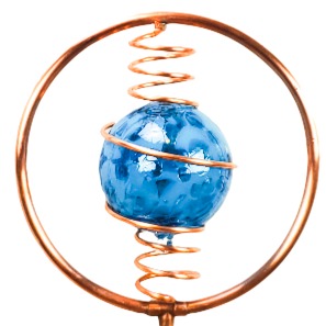 Copper spinning hoops sprinkler with light blue glass ball